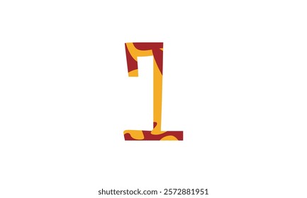 Simple vector number, lunar new year concept, red and gold isolated on white background, template number 1, one