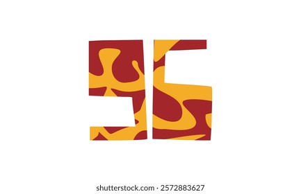 Simple vector number, lunar new year concept, red and gold isolated on white background, template number 96, ninety six