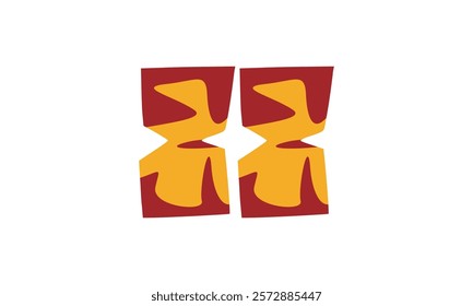 Simple vector number, lunar new year concept, red and gold isolated on white background, template number 88, eighty eight