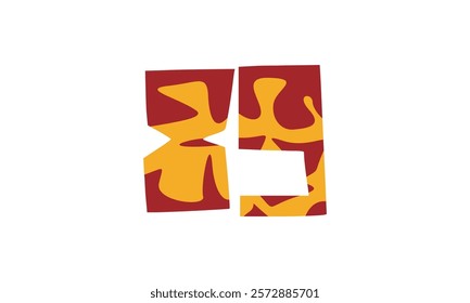 Simple vector number, lunar new year concept, red and gold isolated on white background, template number 89, eighty nine