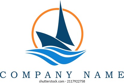 Simple vector ocean and ship icon logo. Can be used for companies related to shipping, marine, fisheries, marine tourism, holidays, beach tourism.