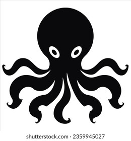 Simple vector octopus silhouette black solid color