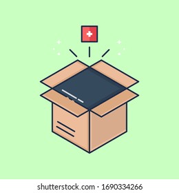 Simple Vector Open Medical Box Flat Illustration