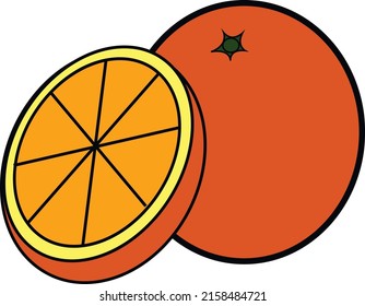Ilustración sencilla de frutas de color naranja vectorial