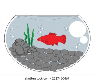 simple vector ornamental fish in a round aquarium