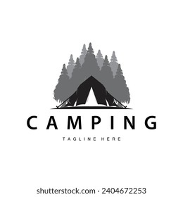 Simple vector outdoor camping logo, wild adventure template with old vintage style