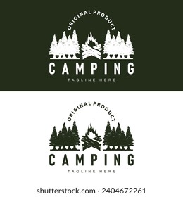 Simple vector outdoor camping logo, wild adventure template with old vintage style