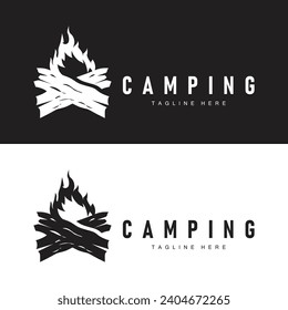 Simple vector outdoor camping logo, wild adventure template with old vintage style