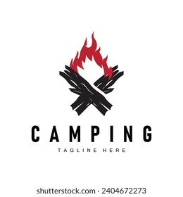Simple vector outdoor camping logo, wild adventure template with old vintage style