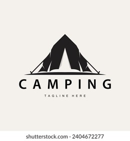 Simple vector outdoor camping logo, wild adventure template with old vintage style