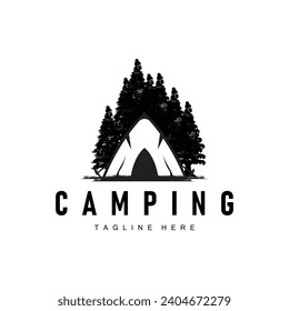 Simple vector outdoor camping logo, wild adventure template with old vintage style