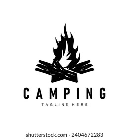 Einfache Vektorgrafik-Camping-Logo, wilde Abenteuervorlage mit alter Vintage-Stil