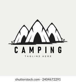 Simple vector outdoor camping logo, wild adventure template with old vintage style