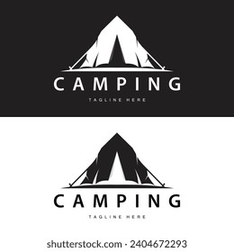 Simple vector outdoor camping logo, wild adventure template with old vintage style