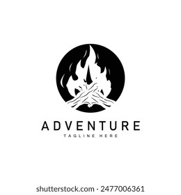 Simple vector outdoor camping logo, wild adventure template with old vintage style