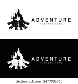 Simple vector outdoor camping logo, wild adventure template with old vintage style