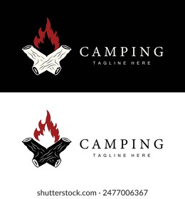 Simple vector outdoor camping logo, wild adventure template with old vintage style