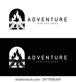 Simple vector outdoor camping logo, wild adventure template with old vintage style
