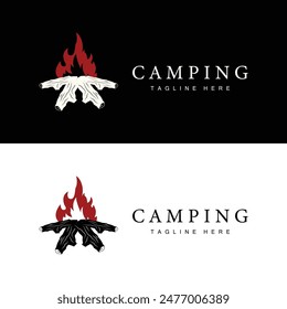 Simple vector outdoor camping logo, wild adventure template with old vintage style