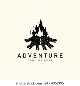 Simple vector outdoor camping logo, wild adventure template with old vintage style