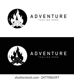 Simple vector outdoor camping logo, wild adventure template with old vintage style