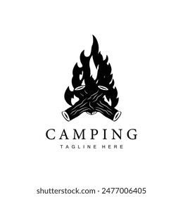 Simple vector outdoor camping logo, wild adventure template with old vintage style