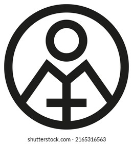 Simple vector outline black and white rookie icon. Round pictogram with bold lines. Line thickness editable