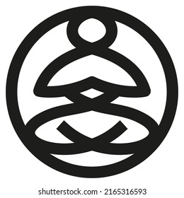 Simple vector outline black and white guru icon. Round pictogram with bold lines. Line thickness editable
