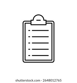 A simple vector outline of a clipboard with a checklist, great for productivity, planning, or data themes.