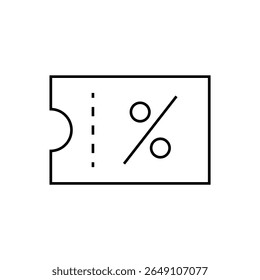 Icono de línea de promoción de Cupón de boletos de descuento