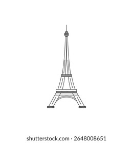 A simple vector outline of the Eiffel Tower, iconic symbol of Paris and perfect for travel and France-themed designs.
