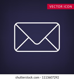 Simple vector outline envelope icon on dark background