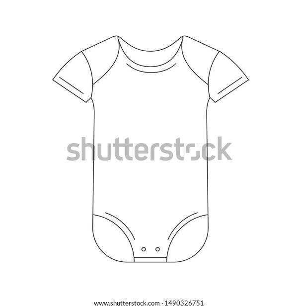 Simple vector\
outline illustration of newborn baby bodysuit with short sleeve in\
black and white colors. Simple design flat linear icon for baby or\
toddler apparel website\
shop.