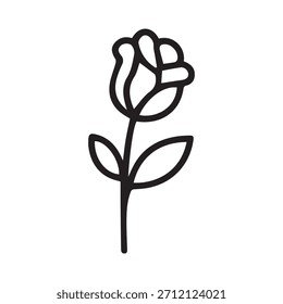 Esquema de Vector simple de una rosa en estilo de arte de línea para el día de San Valentín
