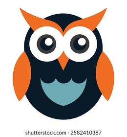 a simple vector owl icon with large round eyes and minima illustration design,