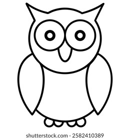 a simple vector owl icon with large round eyes and minima illustration design,