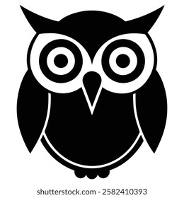 a simple vector owl icon with large round eyes and minima illustration design,