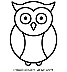 a simple vector owl icon with large round eyes and minima illustration design,