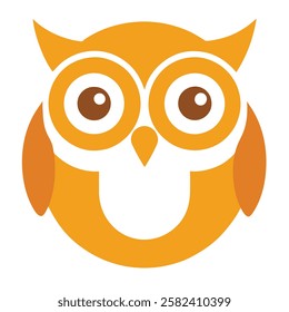 a simple vector owl icon with large round eyes and minima illustration design,
