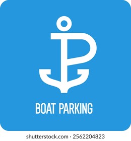 A simple vector parking icon for boats. The emblem is painted in a minimalistic modern style.