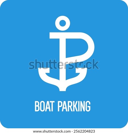 A simple vector parking icon for boats. The emblem is painted in a minimalistic modern style.