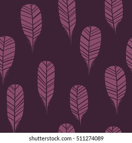 Simple vector pattern with birds Feathers. Seamless texture with feather. 