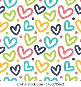 Simple vector pattern with bright hearts.