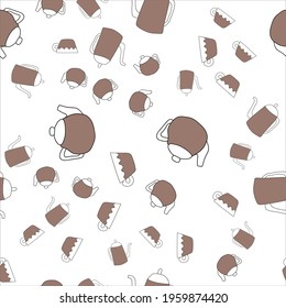 simple vector pattern cups and teapot