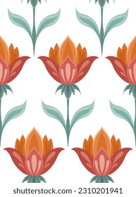 Simple vector pattern with decorative geometric flowers. Floral folk art texture. Background for curtains, tablecloths and clothes