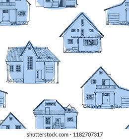 A simple vector pattern with drawings of houses.