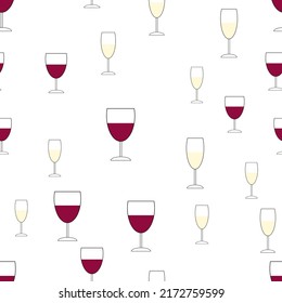 simple vector pattern glasses of wine on white