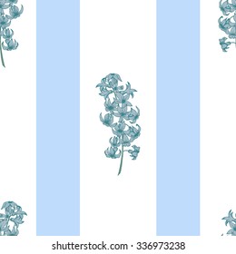 simple vector pattern of vertical blue line, flower hyacinth