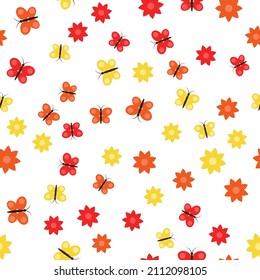 simple vector pattern yellow and red butterfly