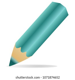 simple vector pencil for drawing green turquoise colors on a white background